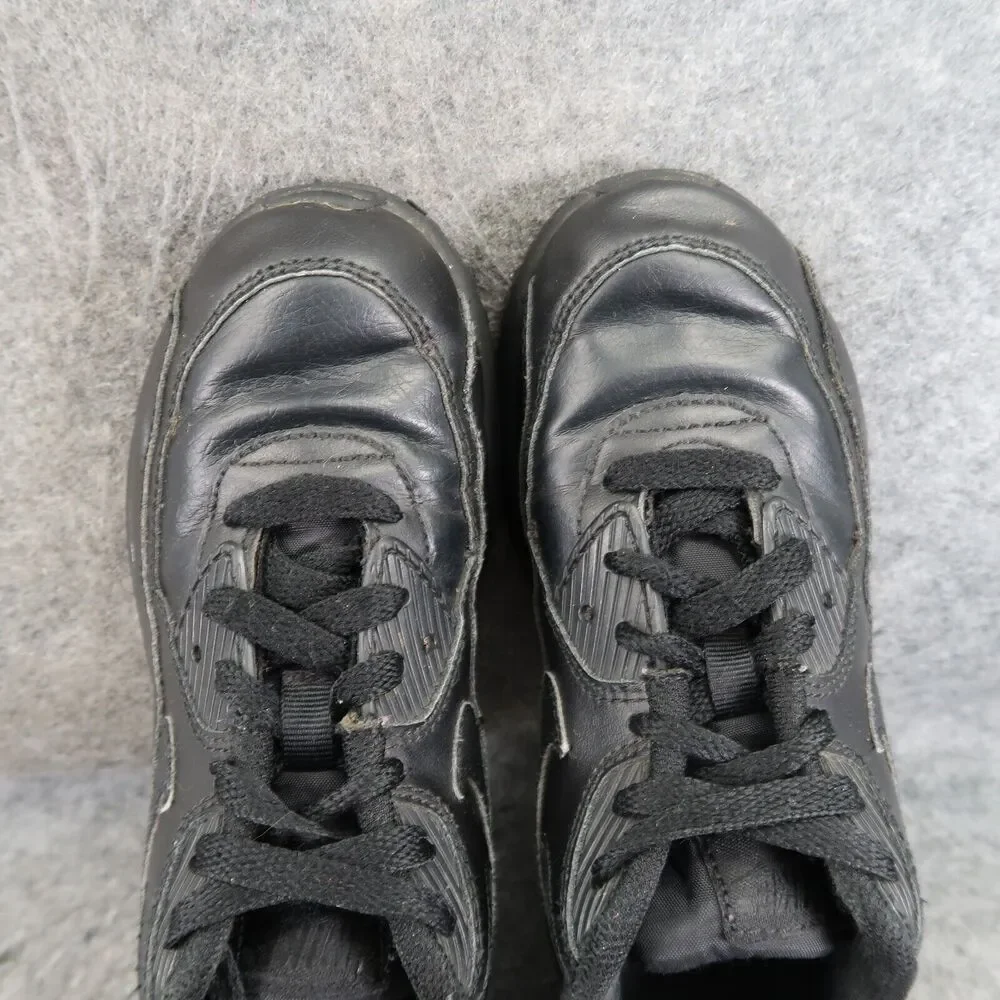 Nike Shoes Kids 2 Sneaker Air Max 90 Black Leather Lace Up Athletic Sport Active